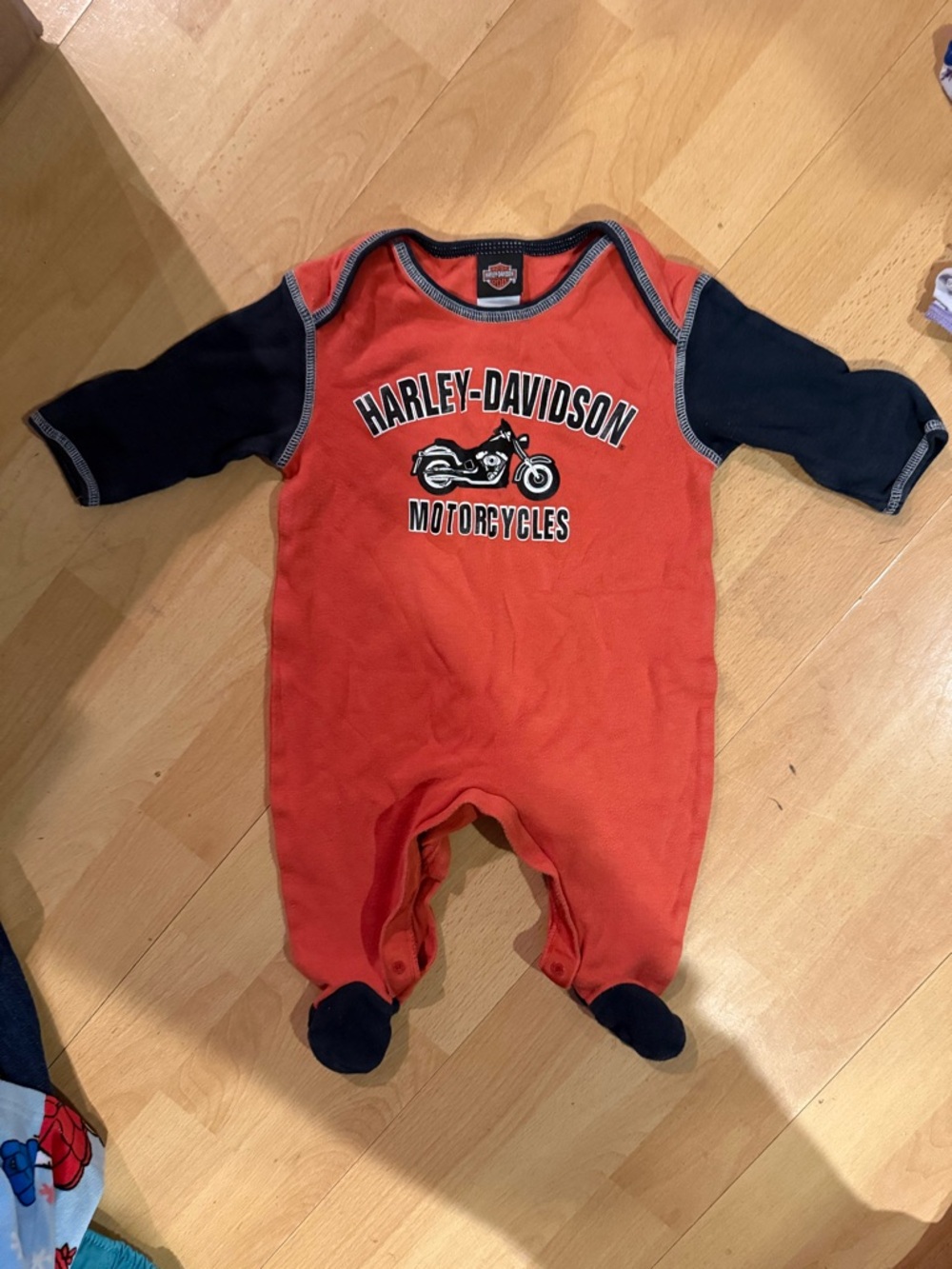 Harley-Davidson Orange and Black Infant Footed One-Piece